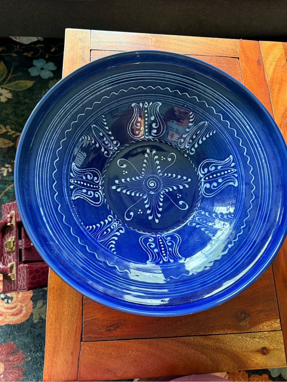 Handmade For William Sonoma Hungary 15 Inch Cobalt Blue Serving Bowl